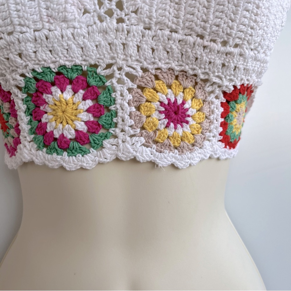 Boho Knitted Macrame Halter Top - Picture 3 of 5